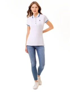 U.S. Polo Assn. PRINCESS SIDE SEAM TIPPED POLO SHIRT 25 U.S. Polo Assn. PRINCESS SIDE SEAM TIPPED POLO SHIRT -Modern Wear Shop 216099ZH WHIT 1805 1