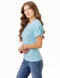 U.S. Polo Assn. PUFF SLEEVE CREW NECK TOP -Modern Wear Shop 2161636H BZBL 1539