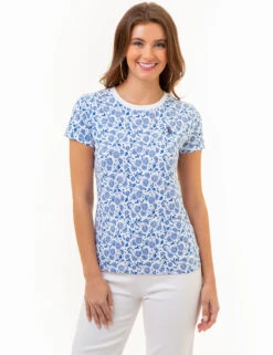 U.S. Polo Assn. ALL OVER FLORAL PRINT CREW NECK T-SHIRT -Modern Wear Shop 21616806 NTBL 86091