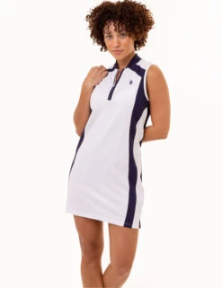 U.S. Polo Assn. SLEEVELESS MOCK COLLAR DRESS -Modern Wear Shop 216177ZH WHIT 1356