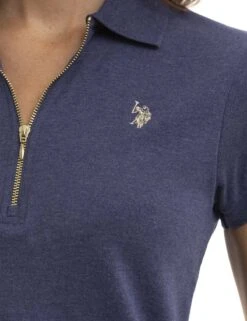 U.S. Polo Assn. HALF ZIP PUFF SLEEVE HEATHER POLO SHIRT -Modern Wear Shop 2163226E DDBH 3925