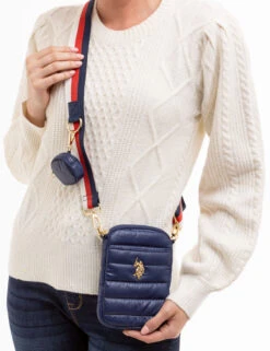 U.S. Polo Assn. QUILTED PHONE CROSSBODY WITH ZIPPER POUCH -Modern Wear Shop 27A213 NAVY 11852