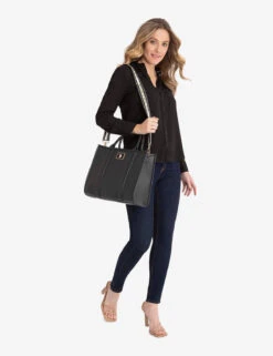 U.S. Polo Assn. USPA BOX TOTE WITH CROSSBODY STRAP -Modern Wear Shop 27A279AA BLCK 6681