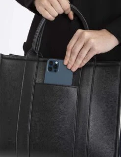 U.S. Polo Assn. USPA BOX TOTE WITH CROSSBODY STRAP -Modern Wear Shop 27A279AA BLCK 6689