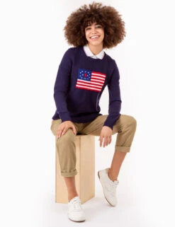U.S. Polo Assn. USPA FLAG CREW NECK SWEATER -Modern Wear Shop 321008C EVBL 72781