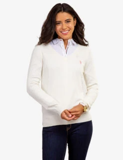 U.S. Polo Assn. SOFT TOUCH V-NECK SWEATER -Modern Wear Shop 321025C1D VLPR 62316