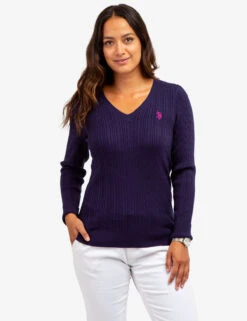 U.S. Polo Assn. SOFT CABLE V-NECK SWEATER -Modern Wear Shop 321042C1D EVBL 63938
