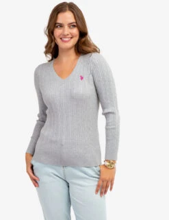 U.S. Polo Assn. SOFT CABLE V-NECK SWEATER -Modern Wear Shop 321042C1D HGTY 64416