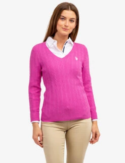 U.S. Polo Assn. SOFT CABLE V-NECK SWEATER -Modern Wear Shop 321042C1D PKPZ 63790