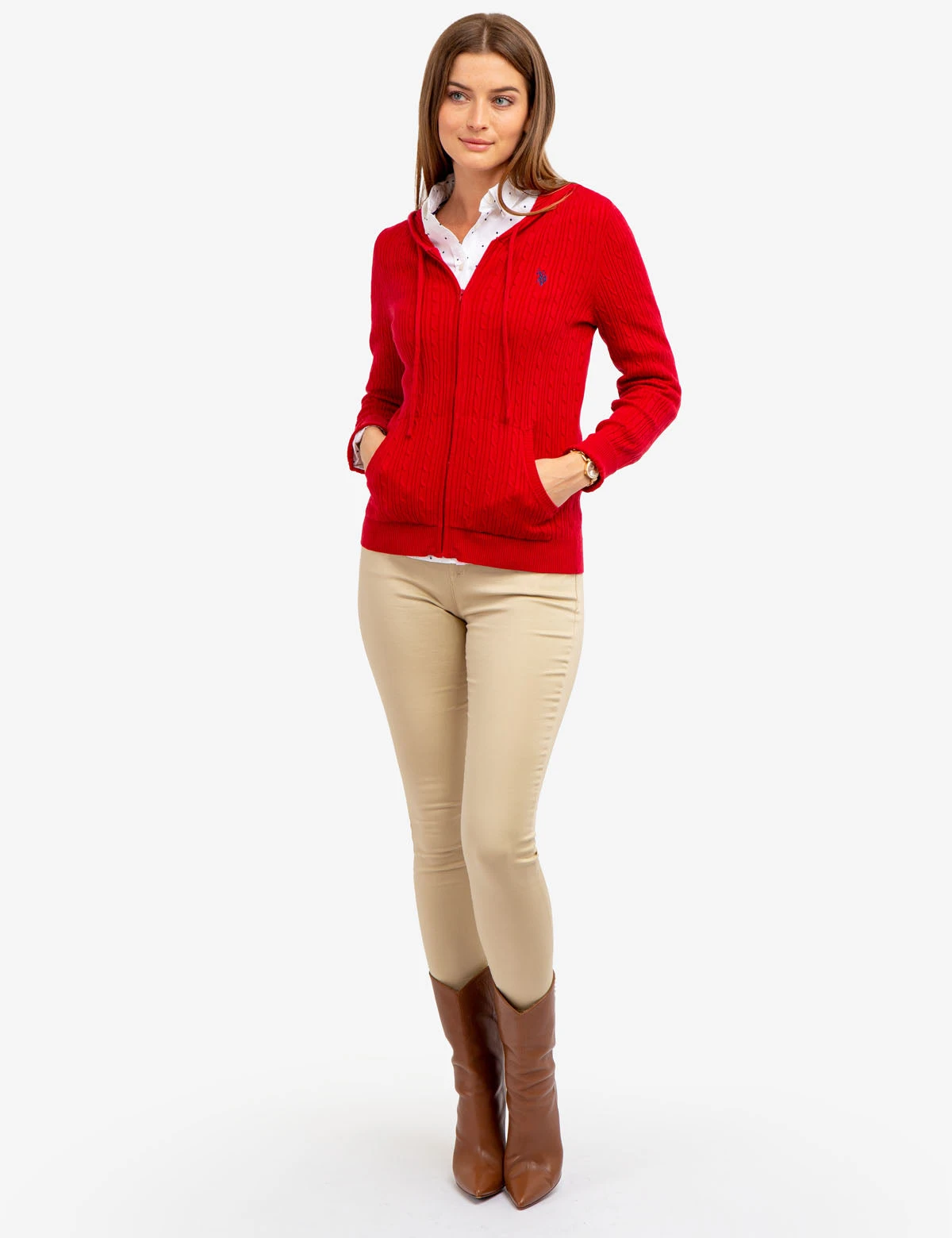 U.S. Polo Assn. SOFT CABLE ZIP UP SWEATER WITH HOOD 4 U.S. Polo Assn. SOFT CABLE ZIP UP SWEATER WITH HOOD - Image 2