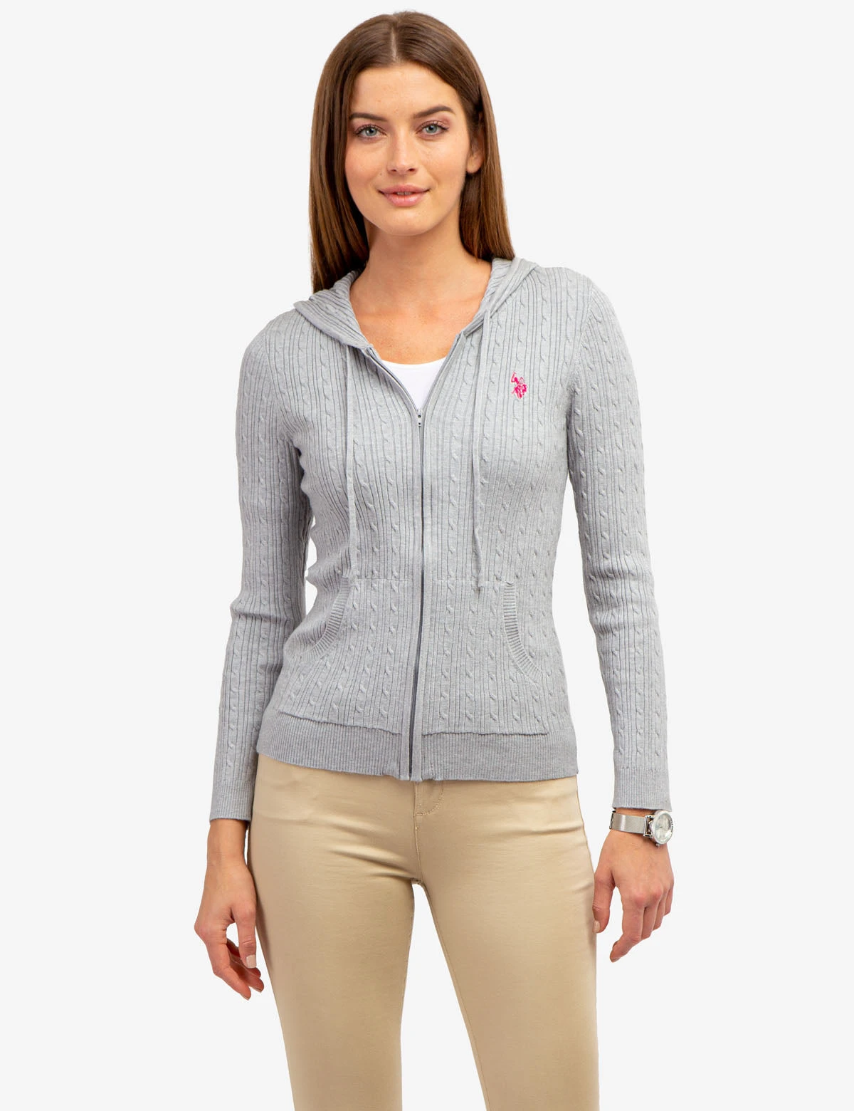 U.S. Polo Assn. SOFT CABLE ZIP UP SWEATER WITH HOOD 19 U.S. Polo Assn. SOFT CABLE ZIP UP SWEATER WITH HOOD - Image 17