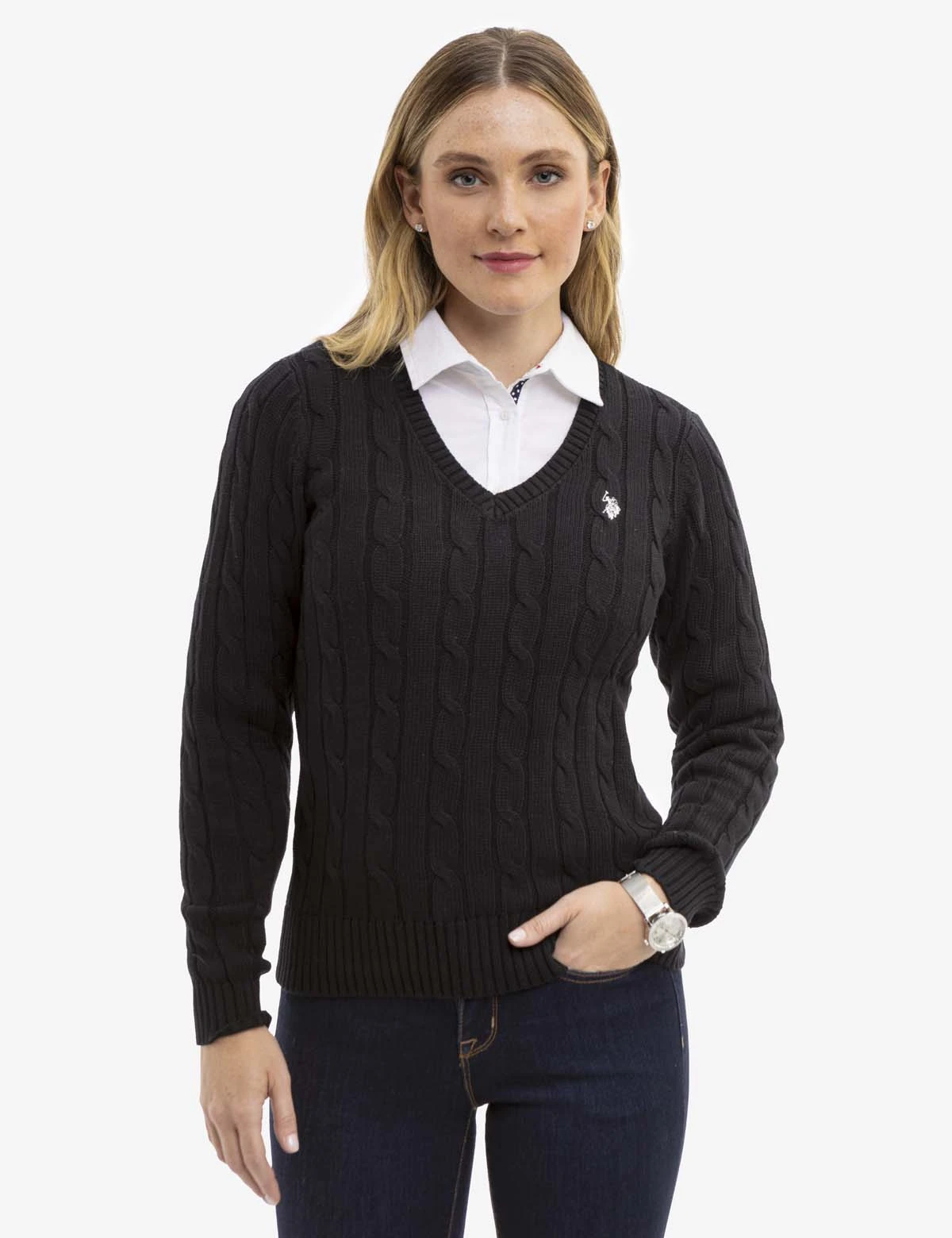 U.S. Polo Assn. V-NECK CABLE PULLOVER SWEATER 7 U.S. Polo Assn. V-NECK CABLE PULLOVER SWEATER - Image 5