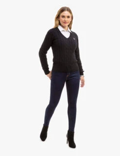 U.S. Polo Assn. V-NECK CABLE PULLOVER SWEATER 25 U.S. Polo Assn. V-NECK CABLE PULLOVER SWEATER -Modern Wear Shop 321055C1Q BLCK 14719