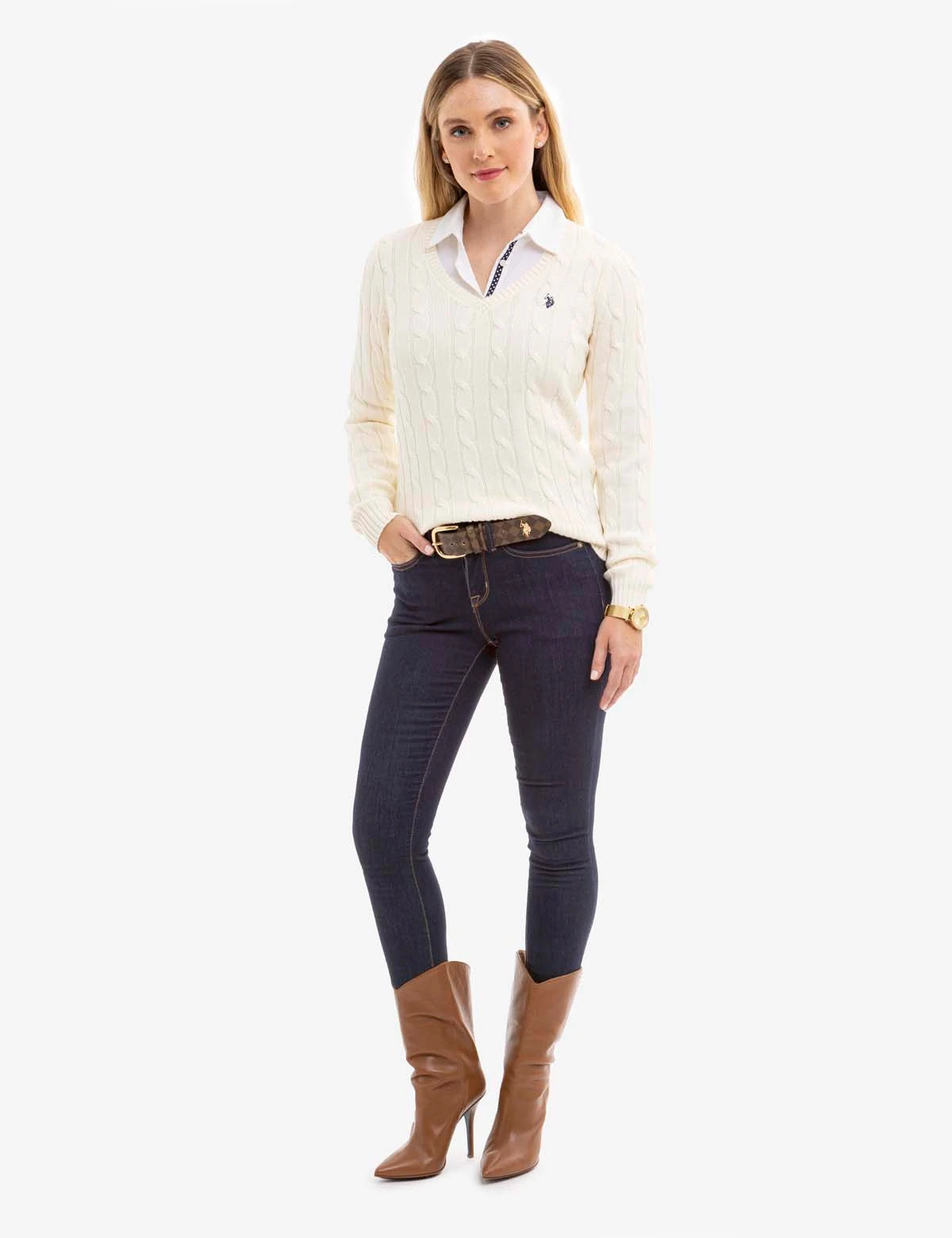 U.S. Polo Assn. V-NECK CABLE PULLOVER SWEATER 14 U.S. Polo Assn. V-NECK CABLE PULLOVER SWEATER - Image 12