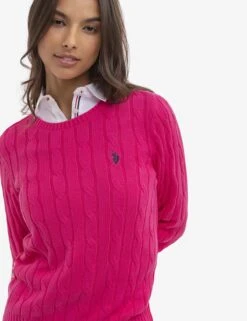U.S. Polo Assn. CREW NECK CABLE PULLOVER SWEATER -Modern Wear Shop 321056C1Q LMPK 16542