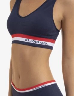 U.S. Polo Assn. 2 PACK SIGNATURE STRIPE BRALETTES WITH REMOVEABLE PADS -Modern Wear Shop 5PKBL742 2PKBRA3005 CLNV 3345