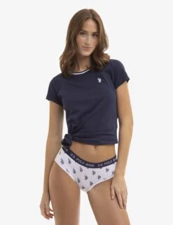 U.S. Polo Assn. 5PK RED WHITE & BLUE LOGO COTTON/SPAN HIPSTERS