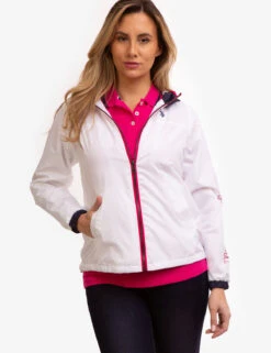 U.S. Polo Assn. HOODED ZIP FRONT CHEVRON WINDBREAKER -Modern Wear Shop 621015 WHIT 7884
