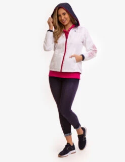 U.S. Polo Assn. HOODED ZIP FRONT CHEVRON WINDBREAKER -Modern Wear Shop 621015 WHIT 7891