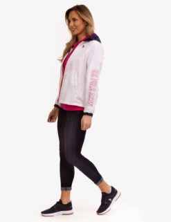 U.S. Polo Assn. HOODED ZIP FRONT CHEVRON WINDBREAKER -Modern Wear Shop 621015 WHIT 7899