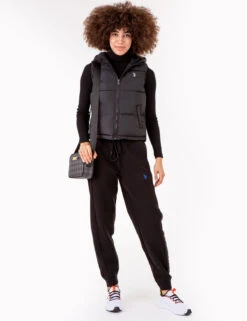 U.S. Polo Assn. HOODED CROPPED VEST -Modern Wear Shop 621021PT BLCK 72459