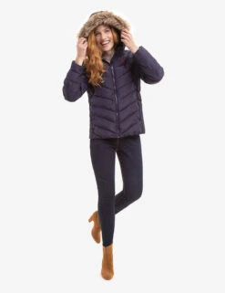 U.S. Polo Assn. COZY FAUX FUR HOOEDED PUFFER JACKET -Modern Wear Shop 621065PT EVBL 4252