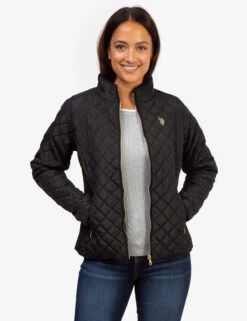 U.S. Polo Assn. QUILTED SIDE KNIT MOTO JACKET -Modern Wear Shop 629599PT BLCK 3456