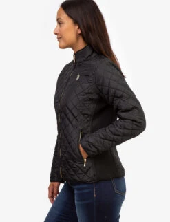U.S. Polo Assn. QUILTED SIDE KNIT MOTO JACKET -Modern Wear Shop 629599PT BLCK 3465