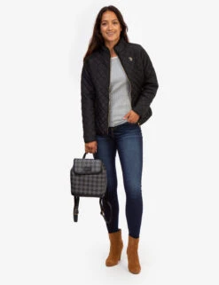 U.S. Polo Assn. QUILTED SIDE KNIT MOTO JACKET -Modern Wear Shop 629599PT BLCK 3472