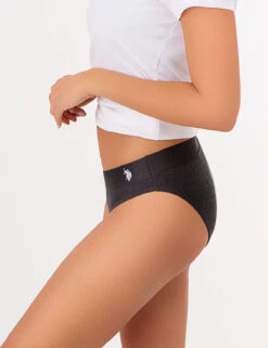 U.S. Polo Assn. 5PK COTTON HI-CUT BIKINIS -Modern Wear Shop DARKGRAYBOTTOMS 77583