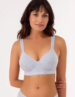 U.S. Polo Assn. 3PK MOLDED CUP CLOSED BACK BRAS WITH ADJUSTABLE STRAPS -Modern Wear Shop HEATHERGRAY 77551