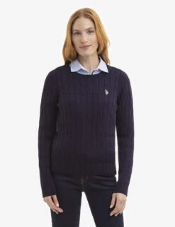 U.S. Polo Assn. CREW NECK CABLE PULLOVER SWEATER -Modern Wear Shop NAVYBLUE CABLEKNIT CREW 4193