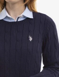 U.S. Polo Assn. CREW NECK CABLE PULLOVER SWEATER -Modern Wear Shop NAVYBLUE CABLEKNIT CREW 4194
