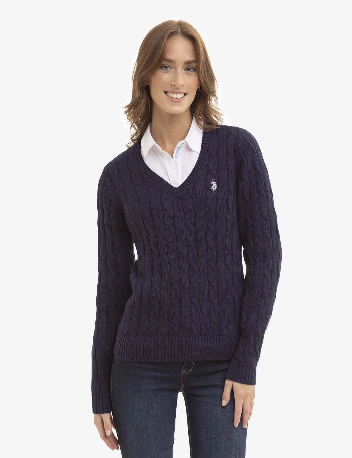 U.S. Polo Assn. V-NECK CABLE PULLOVER SWEATER 3 U.S. Polo Assn. V-NECK CABLE PULLOVER SWEATER