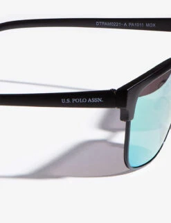 U.S. Polo Assn. METAL RECTANGULAR TOP RIM AVIATOR SUNGLASSES -Modern Wear Shop PA1011 MTBK DET 36886