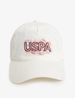 U.S. Polo Assn. ETCHED FLORAL USPA APPLIQUE DAD CAP -Modern Wear Shop PFH0029 WHITE 53321