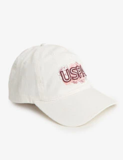 U.S. Polo Assn. ETCHED FLORAL USPA APPLIQUE DAD CAP -Modern Wear Shop PFH0029 WHITE 53322