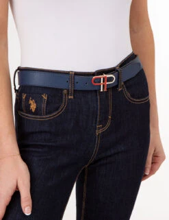 U.S. Polo Assn. LADIES 30MM ENAMEL REVERSIBLE DOUBLE P BELT -Modern Wear Shop REVERSIBLEBELT 77378