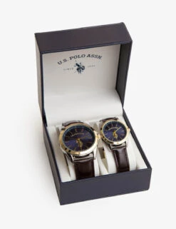 U.S. Polo Assn. HIS AND HERS BLUE DIAL STRAP WATCH SET