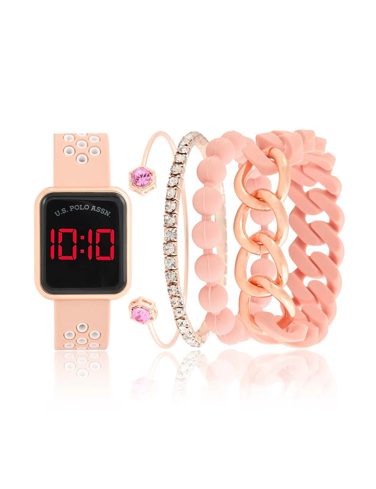 U.S. Polo Assn. LADIES LED SQUARE FACE WATCH & STACKABLE BRACELETS SET 5 U.S. Polo Assn. LADIES LED SQUARE FACE WATCH & STACKABLE BRACELETS SET - Image 3