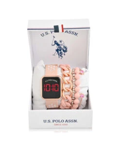U.S. Polo Assn. LADIES LED SQUARE FACE WATCH & STACKABLE BRACELETS SET 11 U.S. Polo Assn. LADIES LED SQUARE FACE WATCH & STACKABLE BRACELETS SET -Modern Wear Shop US2328BU 6281