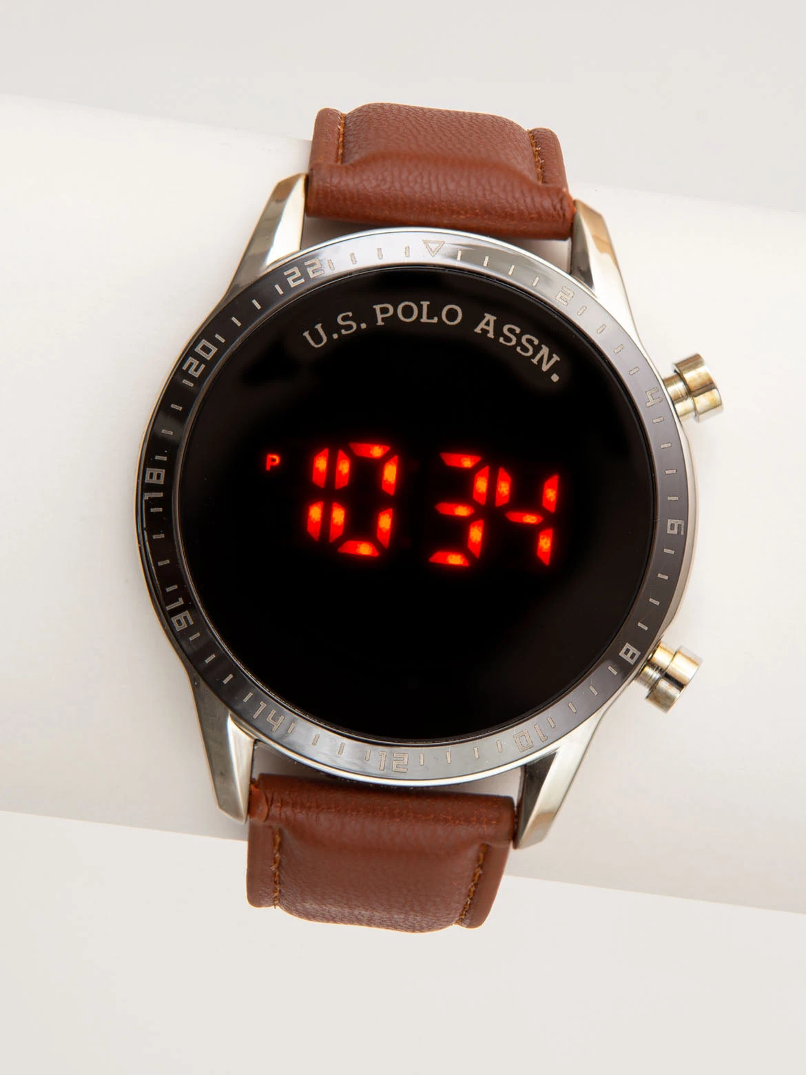 U.S. Polo Assn. MEN'S USPA BROWN STRAP LED WATCH 3 U.S. Polo Assn. MEN'S USPA BROWN STRAP LED WATCH