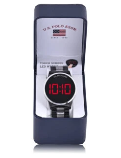 U.S. Polo Assn. MEN'S BLACK SILVER TWO TONE LED BRACELET WATCH -Modern Wear Shop US3191BU 2