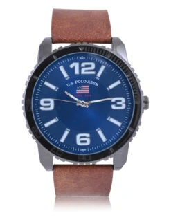 U.S. Polo Assn. MEN'S BLUE FACE AND BROWN STRAP ANALOG WATCH 8 U.S. Polo Assn. MEN'S BLUE FACE AND BROWN STRAP ANALOG WATCH -Modern Wear Shop US5298UO 4900