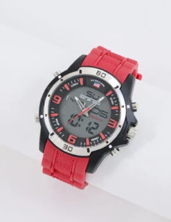U.S. Polo Assn. MEN'S RED STRAP ANA DIGI SPORTS WATCH