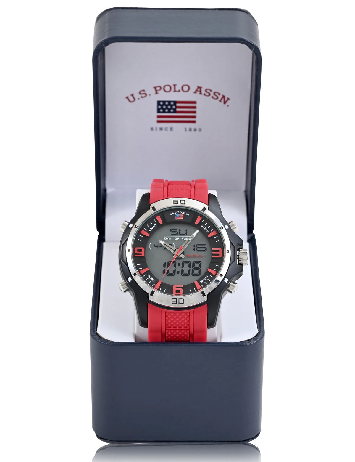 U.S. Polo Assn. MEN'S RED STRAP ANA DIGI SPORTS WATCH 4 U.S. Polo Assn. MEN'S RED STRAP ANA DIGI SPORTS WATCH - Image 2