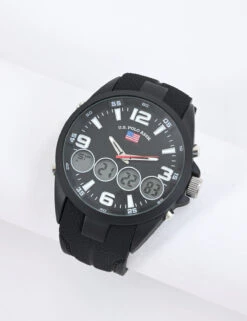 U.S. Polo Assn. MEN'S BLACK STRAP ANA DIGI SPORTS WATCH