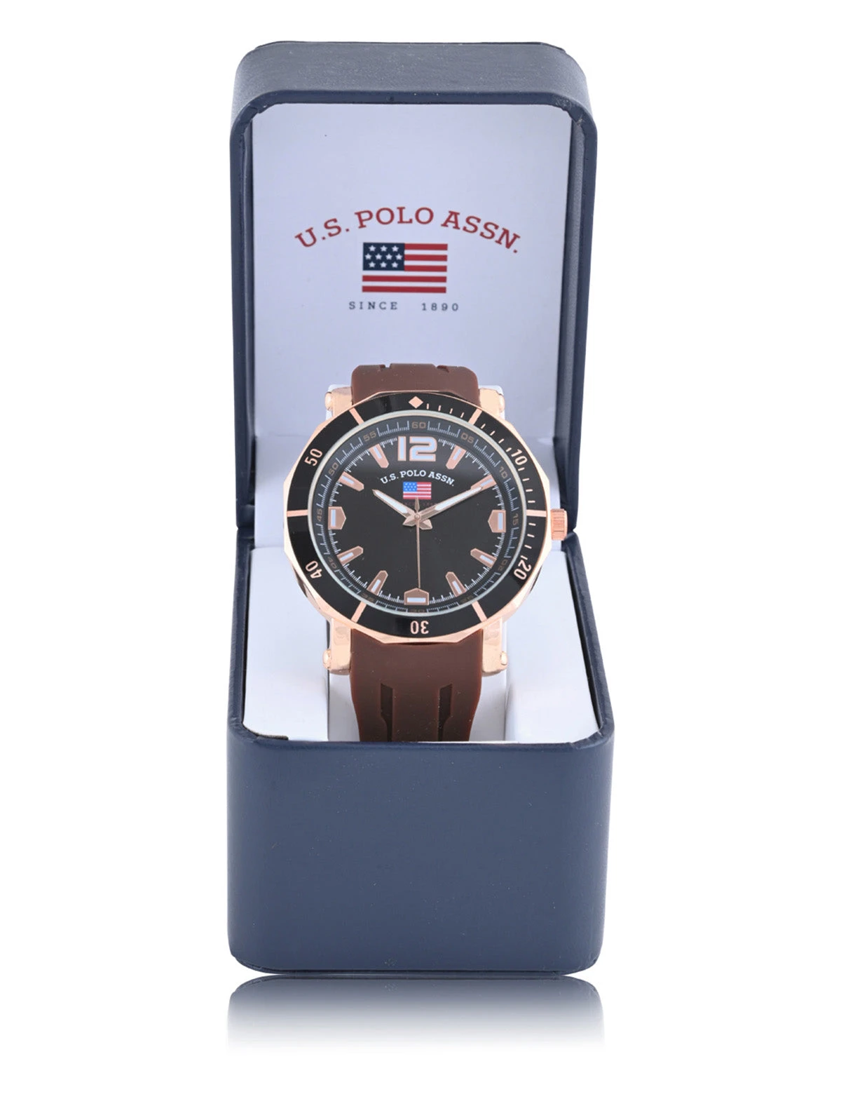 U.S. Polo Assn. MEN'S BROWN STRAP AND BLACK DIAL WATCH 4 U.S. Polo Assn. MEN'S BROWN STRAP AND BLACK DIAL WATCH - Image 2