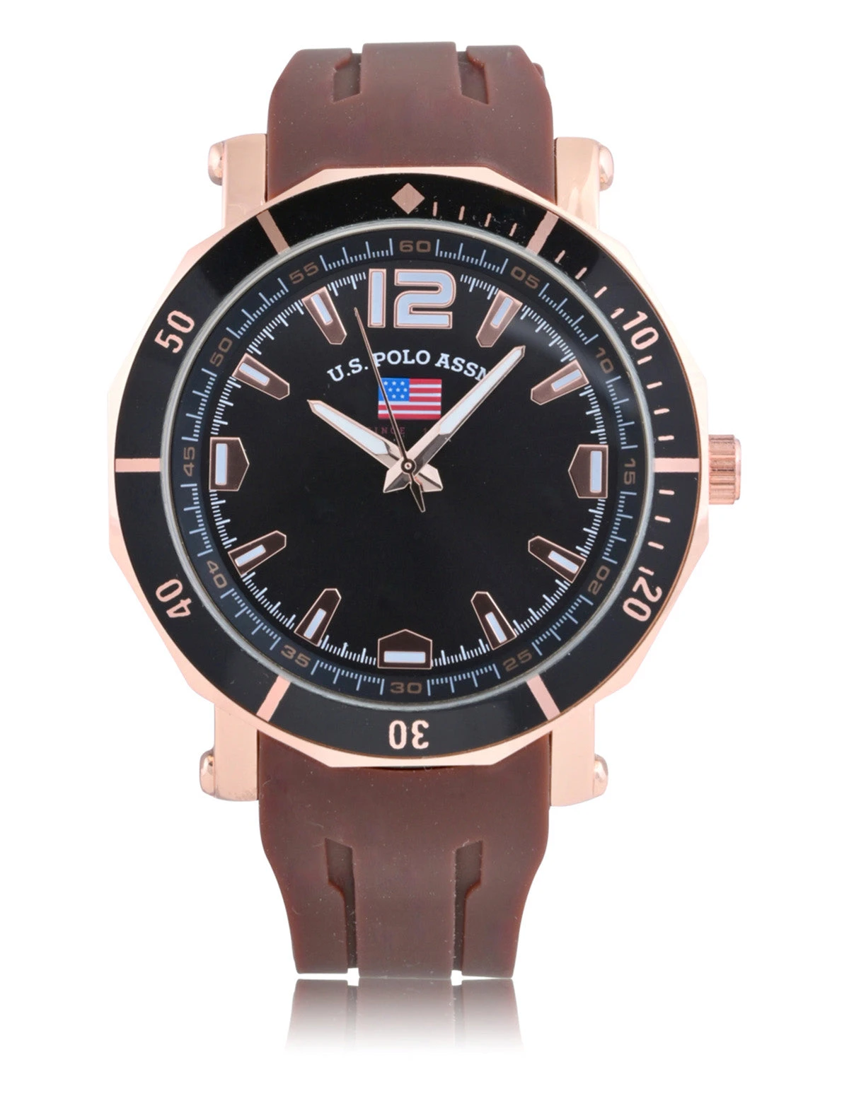 U.S. Polo Assn. MEN'S BROWN STRAP AND BLACK DIAL WATCH 5 U.S. Polo Assn. MEN'S BROWN STRAP AND BLACK DIAL WATCH - Image 3