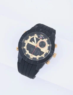 U.S. Polo Assn. MEN'S BLACK STRAP WITH GOLD ACCENTS ANA DIGI WATCH